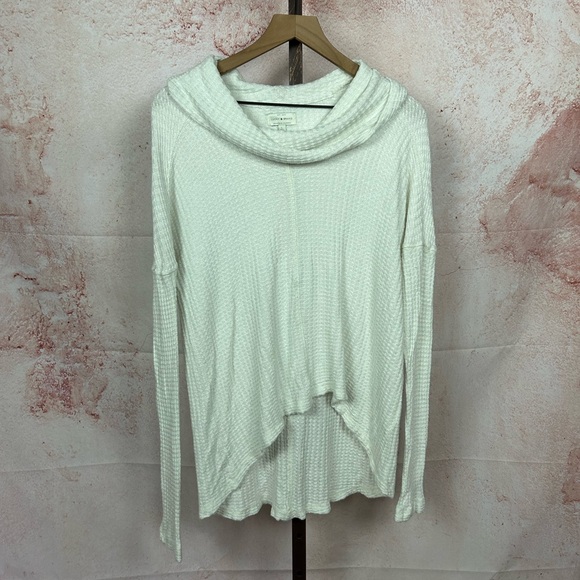 Lucky Brand Tops - LUCKY BRAND cozy cowl neck waffle knit top size L high low thermal shirt